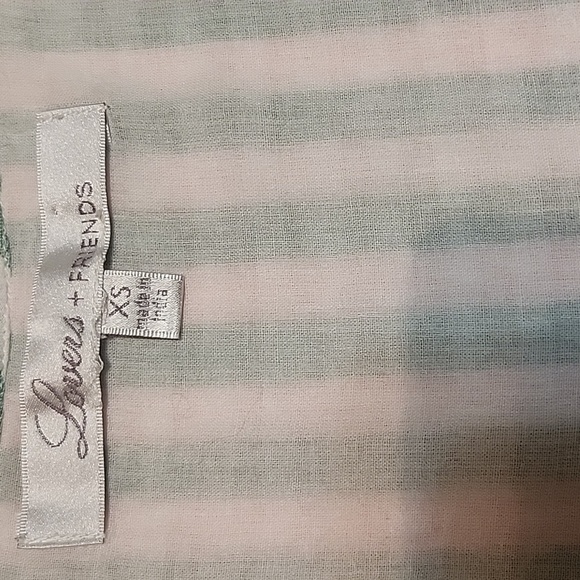 SPRING BOHO Lovers +FRIENDS Striped Green and White Romper, - Picture 3 of 14